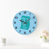 Grande Horloge Ronde Modern Abstract Face Line Art Teal (Maison)