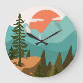 Grande Horloge Ronde Modern Abstract Forest, Mountains, and Sunrise (Recto)