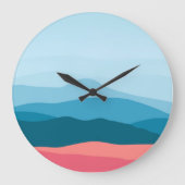 Grande Horloge Ronde Modern Abstract Pastel Blue Pink Mountains (Recto)