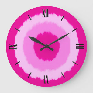 Grande Horloge Ronde Modern batik circles - fuchsia pink