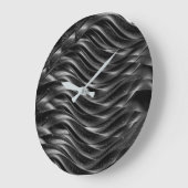 Grande Horloge Ronde Modern Black Abstract Wave Wall Clock | Minimalist (Angle)