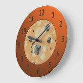 Grande Horloge Ronde Modern Bubbles with Shiny Orange Digits (Angle)