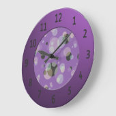 Grande Horloge Ronde Modern Bubbles with Shiny Purple Digits (Angle)