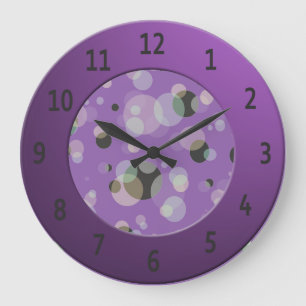 Grande Horloge Ronde Modern Bubbles with Shiny Purple Digits