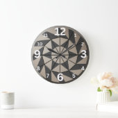 Grande Horloge Ronde Modern Geometric Tribal Aztec Pattern Beige Grey N (Maison)