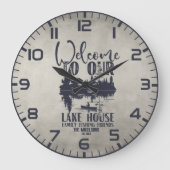 Grande Horloge Ronde Modern Lake House Nom de famille (Recto)