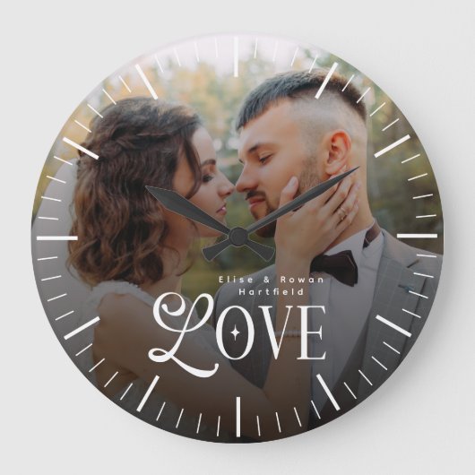 Grande Horloge Ronde Modern Love Custom Wedding Photo Couples Monogram (Recto)