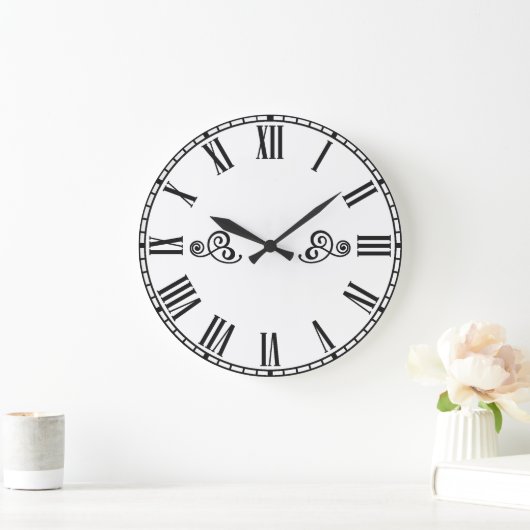 Grande Horloge Ronde Modern Minimalism Black Roman Numbers (Maison)