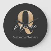 Grande Horloge Ronde Modern Monogrammed Initial Q & Name Personalized (Recto)