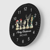 Grande Horloge Ronde Modern Trendy Personalized Chess Pieces Christmas  (Angle)