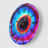 Grande Horloge Ronde Moderne Abstract Aqua Blue Black Hole (Angle)