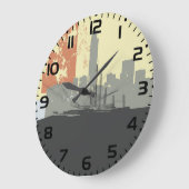 Grande Horloge Ronde Moderne Abstrait Arrière - plan urbain Vibrant (Angle)