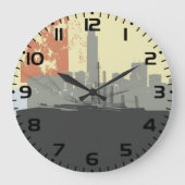 Grande Horloge Ronde Moderne Abstrait Arrière - plan urbain Vibrant (Recto)