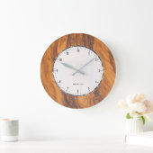 Grande Horloge Ronde Moderne Brown Faux Bois Texture (Maison)