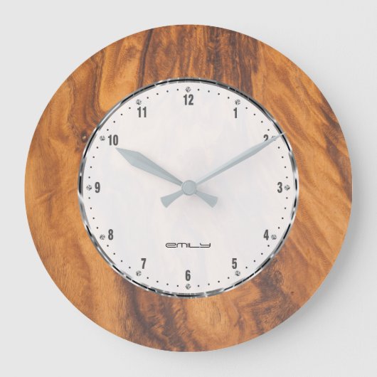Grande Horloge Ronde Moderne Brown Faux Bois Texture (Recto)