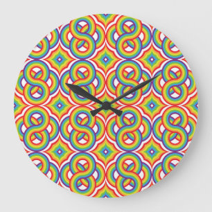 Grande Horloge Ronde Moderne Coloré Simple Motifs Batik