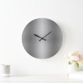 Grande Horloge Ronde Moderne Elegant Solide Metallic Gris Argent (Maison)