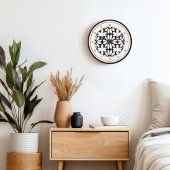 Grande Horloge Ronde Moderne Florale Du Milieu Du Siècle