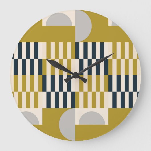 Grande Horloge Ronde Moderne géométrique, rétro motif scandinave (Recto)