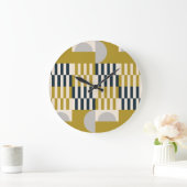 Grande Horloge Ronde Moderne géométrique, rétro motif scandinave (Maison)