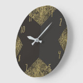 Grande Horloge Ronde Moderne Gold & Grey Chic (Angle)