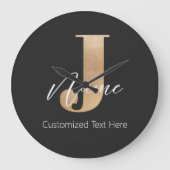 Grande Horloge Ronde Moderne Monogramme Initial J & Nom Personnalisé (Recto)