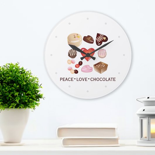 Grande Horloge Ronde Moderne Paix Aimer Chocolat Bonbons Personnalisé