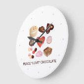 Grande Horloge Ronde Moderne Paix Aimer Chocolat Bonbons Personnalisé (Angle)