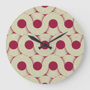Grande Horloge Ronde Moebius Stripe : Carrelage rouge-vert infini