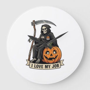 Grande Horloge Ronde Moissonneur de l'amour Emblème de la Mort Hallowee