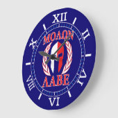Grande Horloge Ronde Molon Labe Spartan Mask Laurels Red Blue Dial (Angle)