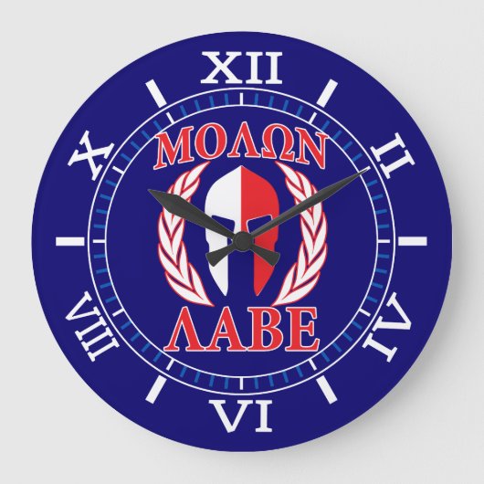 Grande Horloge Ronde Molon Labe Spartan Mask Laurels Red Blue Dial (Recto)