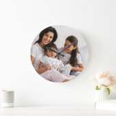Grande Horloge Ronde Mom Established Black White Script Photo (Maison)