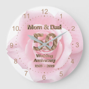 Grande Horloge Ronde Mom et Dad 50e anniversaire de mariage 2019 Rose