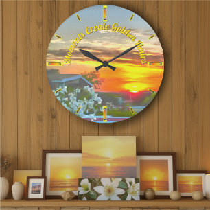Grande Horloge Ronde Moments Créent des Heures Dorées 2295