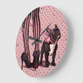 Grande Horloge Ronde Mon bouledogue français (Angle)
