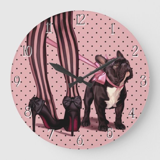 Grande Horloge Ronde Mon bouledogue français (Recto)