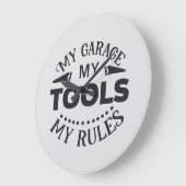 Grande Horloge Ronde Mon Garage Mes règles (Angle)