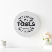 Grande Horloge Ronde Mon Garage Mes règles (Maison)