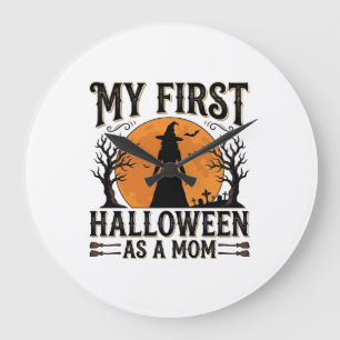 Grande Horloge Ronde Mon premier Halloween en tant que maman Vintage Ha