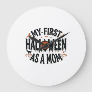 Grande Horloge Ronde Mon premier Halloween en tant que maman Vintage Ha
