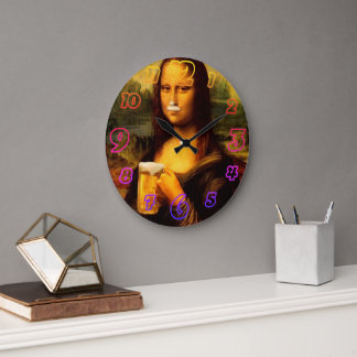Grande Horloge Ronde Mona Lisa boit de la bière Amateur de bière