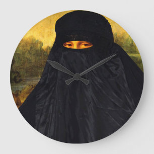 Grande Horloge Ronde Mona Lisa cachée derrière la burqa