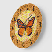 Grande Horloge Ronde Monarch Butterfly On Paisley Clock (Angle)