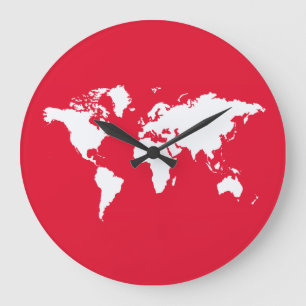 Grande Horloge Ronde Monde élégant en géranium