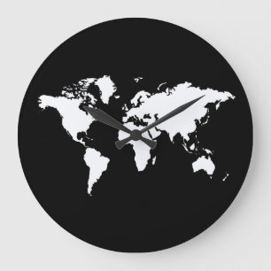 Grande Horloge Ronde Monde élégant noir