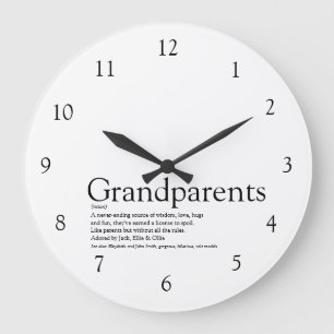 Grande Horloge Ronde Mondes meilleurs grands-parents Noir et Blanc