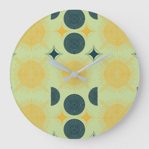 Grande Horloge Ronde Monnaie céleste du soleil de Boho