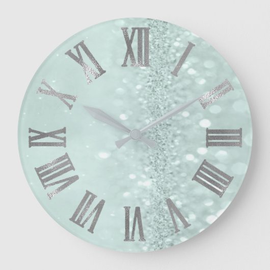 Grande Horloge Ronde Monnaie Vert Argent Parties scintillant gris chiff (Recto)