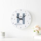 Grande Horloge Ronde Monogram Baby Initial & Name Nursery Wall Clock (Maison)